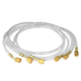 WISSCOOL 1/4" Refrigerant Charging Hoses 60” (5FT), HVAC Hoses Standard 1/4" Flare Fittings for R134A, R22,R410A, R502, R12 Common Refrigerants Clear Pipes Set of 3