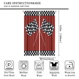 SENRUEGT Race Car Blackout Curtains for Bedroom,Abstract Modern Art Racing Car Black White Checked Flag Window Treatments for Kids Boys Bedroom Curtains 42x63in, Style-3