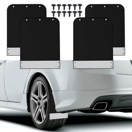 4 Pack Universal Mud Flaps, Black Splash Guards Car Mudguard with Night Reflectors Mudflaps and Screw Accessories Front and Rear Protection for Trucks Cars SUVs Vans (12.2" x 9.5")