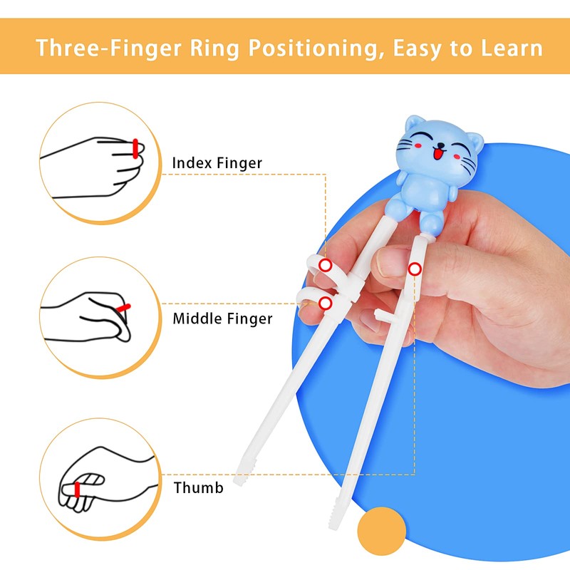 3Pcs Kids Training Chopsticks,Kids Chopsticks Reusable Cat Childrens Chopsticks Learning