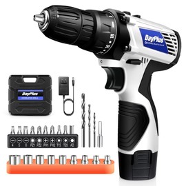 12V Cordless Drill Set, Electric Power Drill Kit with 1.3Ah Battery and Charger, 3/8" Keyless Chuck, 2 Variable Speed, 18+1 Position, Built-in LED, 23pcs Drill Bits/Screws for DIY Home Projects