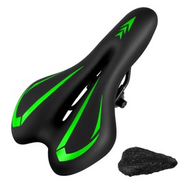 New Gel Bike Seat for Men & Women, Mjkeomo Waterproof Bicycle Seat Breathable Mountain Bike Saddle Gel Bicycle Saddle for MTB, BMX, Road Bike, City Bikes, Exercise Bikes(Green)