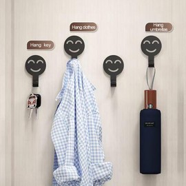 ANJOBIBI Small-Scale Adhesive Towel Hooks with Shower, Bathroom, Kitchen, Robe, Towel, Coat, Waterproof & Rustproof Hook for Walls No Damage, Stainless Steel Sticky Hook - 6 Pack (White)