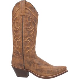 Laredo Womens Reva Embossed Snip Toe Casual Boots Mid Calf Low Heel 1-2" - Brown - Size 7 M