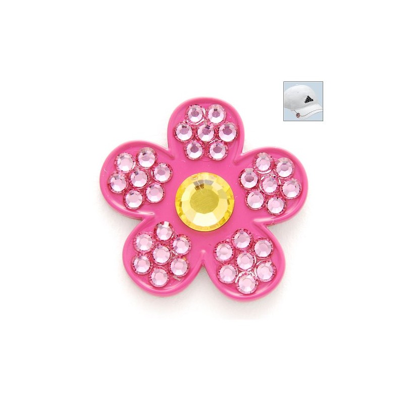 Bonjoc Magnetic Tinkerbell Flower Pink Yellow Crystal Golf Ball Marker