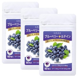 Dainichi Healthy Foods Blueberry Lutein 60 Tablets (Tablet Type) x 3 Bags Cassis Meguri Powder Formulated Supplement