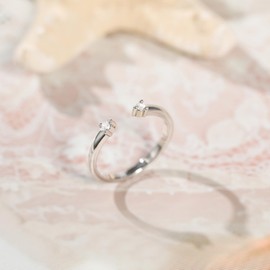 Titaniumcentral Women's Narrow Open Adjustable Ring Cubic Zirconia Petite Simple Promise Rings Wedding Rings Engagement Rings, Non-precious metal, Cubic Zirconia