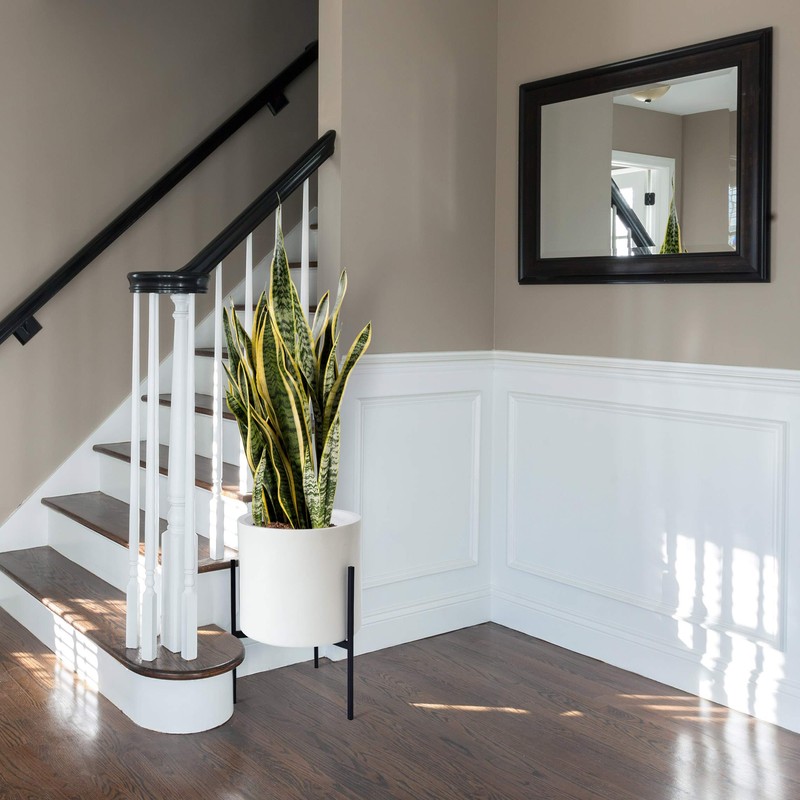 Modern White Plants Pot Cylinder Planter with Heavy Duty Stand,