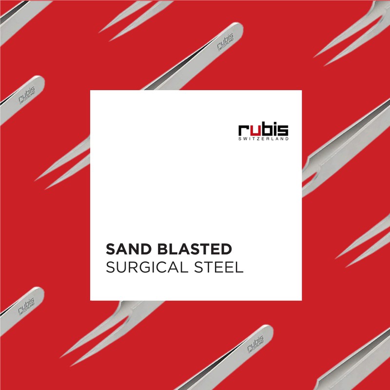 Rubis Stainless Steel Eyelash Tweezers with Pointed Tips for Attaching
