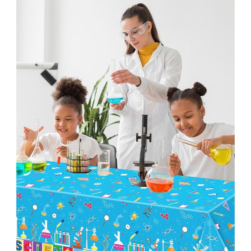 Inspireyee 4 Pieces Science Party Tablecloth Decorations Crazy Scientist Theme