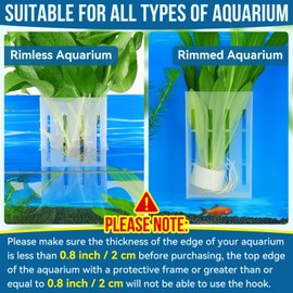 Upgraded Aquarium Plant Holder with Hooks and Suction Cups for Fish Tank Aquaponic Plant Cultivation and Aquascape Decorations (Semitransparent)