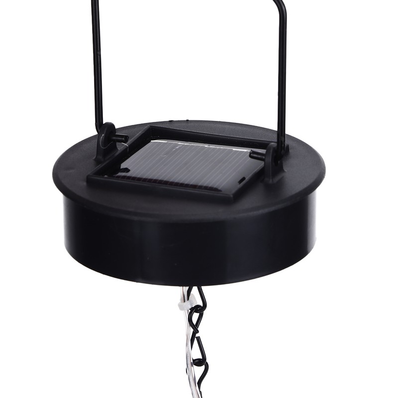 Hanging Solar Light Bronze Iron Metal Hollow Pattern Outdoor Lawn