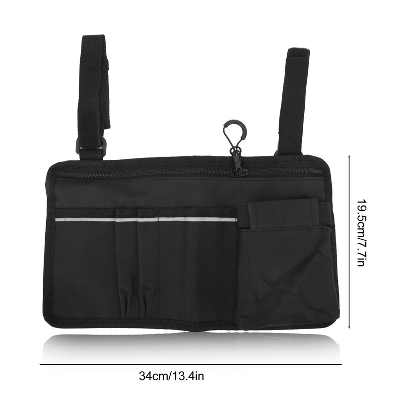 Wheelchair Side Storage Bag Organizer Waterproof Multi Pocket Armrest Pouch
