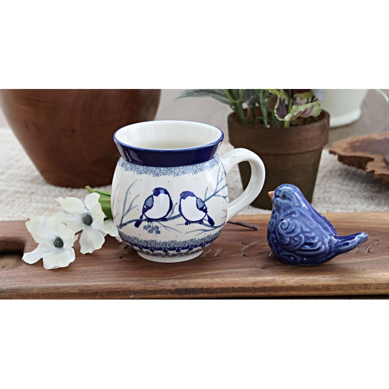 Blue Rose Polish Pottery - Bluebird Bubble Mug - 16