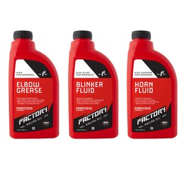 Factory Racing Parts High Performance Blinker Fluid, Horn Fluid, and Elbow Grease – Gag Gift – Dad Joke – Car Guy Prank – Set of 3, 1 Quart (Empty) Bottles