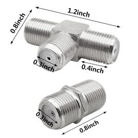 10 Pack RG6 Coax Coaxial Cable Extender and F Type RG6 Female to 2 Female 3 Way Coax Cable T Splitter Adapter, Coaxial Cable Connector T Shape and Female to Female for TV Video VCR Antenna Satellite