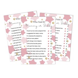 Inkdotpot Mommy Or Daddy Who said it Game Star Gender Reveal Set Of 50 Fun Baby Shower Game Party Supply