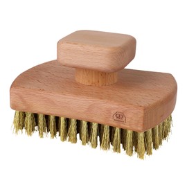 Redecker BBQ Grill Brush with Brass Wire Bristles and Knob-Style Oiled Beechwood Handle, Tough on Dirt and Grease Yet Gentle on Grates, Durable and Easy to Clean