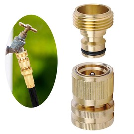 Uni-Fine Garden Hose Quick Connector Brass Quick Hose End Connector Garden Hose Nozzle Connect Kit for Kitchen Garden Outdoor Hose Pipe Tool