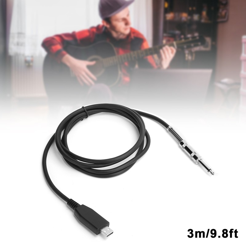 USB Guitar Cable USB Male to 6.35mm Mono Jack Connector