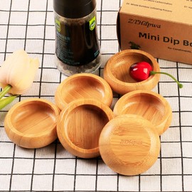 ZTHapwa Mini Snack Bowls Set, Bamboo Sauce Dish Dipping Bowls for Appetizers, Dips, Sauce, Nuts, Candy, Olives, Seeds, Desserts and More Round