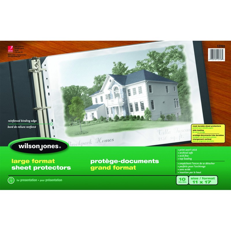 Wilson Jones Large Format 11 x 17-Inch Sheet Protectors, Heavyweight,