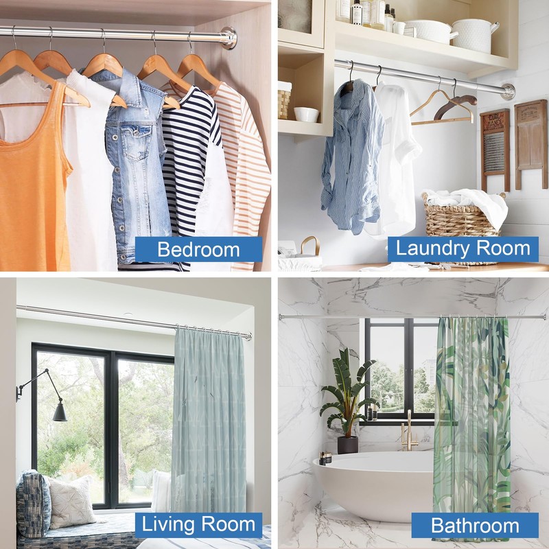 SUNALLY Shower Curtain Rod Adjustable 32-75 Inch, Spring Tension Shower