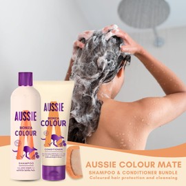 Colour Safe Aussie Bonza Shampoo Conditioner Set with 1x Aussie Colour Mate Shampoo 300ml, 1x Colour Mate Conditioner 200ml, 1x CHG Hair Comb - Coloured Hair Protection, Women Dull Hair, Clean Shine