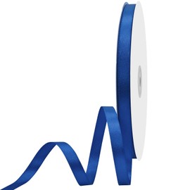 Maclemon Nary Blue Double Satin Ribbon 3/8 inches x 100 Yards Solid Colour Ribbon For Gift Wrapping Craft Sewing Hair Accessories Balloons Birthday Parties Wedding Decorations And More