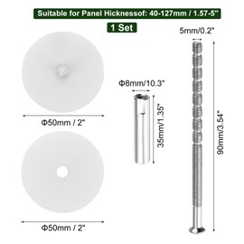 sourcing map Door Hole Cover Plate, 2" Dia Deadbolt Cover Plate Round Door Knob Hole Filler Plate Brushed Satin Nickel 1.38" Nut 3.54" Screws White Pack of 1