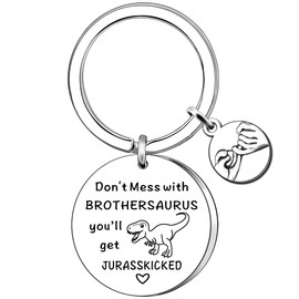 AMZQ Funny Brother Gifts Brothersaurus Keyring Big Brother Birthday Christmas Presents