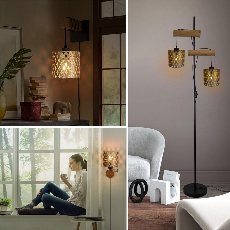Gold Hollow drum lampshades, unique moroccan pattern small round metal
