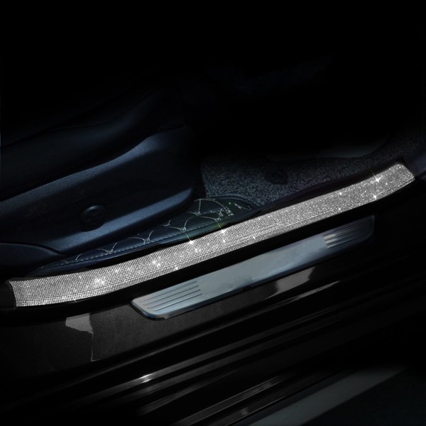 EOHMAK Car Door Sill Protector with Bling Rhinestones 2PCS Edge