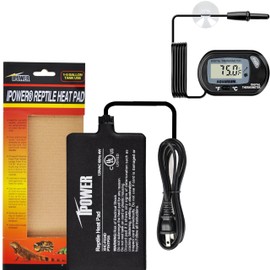 iPower Reptile Heat Pad 4X7 Inch 4W Heating Mat with Digital Thermometer for Turtle, Lizard, Frog, Snake, Reptile, and Other Small Animals
