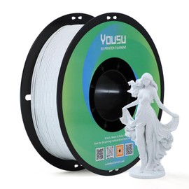 YOUSU Matte PLA 3D Printer Filament 1.75mm, Marble White 3D Printing Filament, Unique Matte Effect, Excellent Print Quality, Easy to Print, Works with Most FDM Printers, 1kg (2.2lbs)