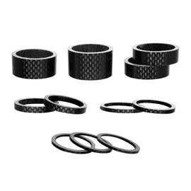 ZTZ 11PCS Headset Spacer Set for 1-1/8 Fork Stem - Aluminum Carbon Fiber Washer Kit (20 15 10 5 3 2 mm) Bicycle Threadless Ultralight Spacers, Compatible with MTB, Road, BMX, Folding Bikes