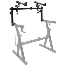 Liquid Stands 2 Tier Keyboard Stand Attachment - Adjustable Electric Digital Piano Stand for 54 - 88 Key Music Keyboards & Synths - Double Stand Extender for Square Tube Z Style Stands