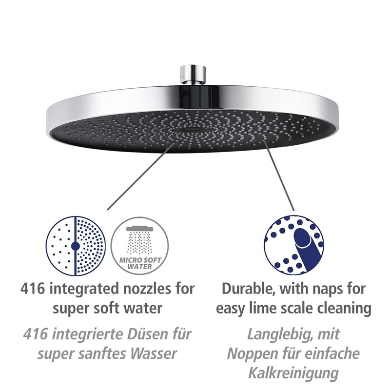 WENKO Softwater Shower Head, Rain Shower Head, Universal Shower Low