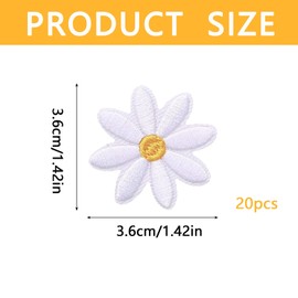 Pack of 20 Daisy Flower Patch Clothes Iron-On Patches Flower Appliqué Patches Decorative Embroidered for DIY Decorative Patches Adults Children Jacket Jeans T-Shirt Backpack (1.41 Inches)