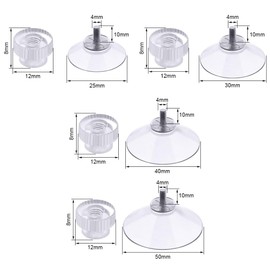 Flintronic Pack of 30 Suction Cups with Thread and Knurled Nut, PVC Suction Cups Diameter 25 mm/30 mm/40 mm/50 mm, Transparent Suction Cups No Drilling, Suction Cup Hooks, Extra Strong for Windows,