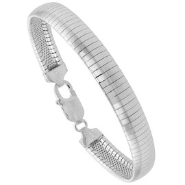 Sterling Silver 8mm Omega Bracelet for Women Soft Bangle Nickel Free Italy 5/16 inch Wide 7 inch