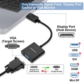 AIMHDUTY Displayport to VGA Adapter, Gold Plated DP Male to VGA Female Converter Compatible with Computer, Desktop, Laptop, PC, Monitor, Projector, HDTV