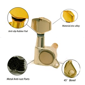 harpfeas 6 Pieces 3L3R Guitar tuner pegs,small Square Sealed guitar tuning pegs tuners machine heads,for Acoustic or Electric Guitar (Gold)