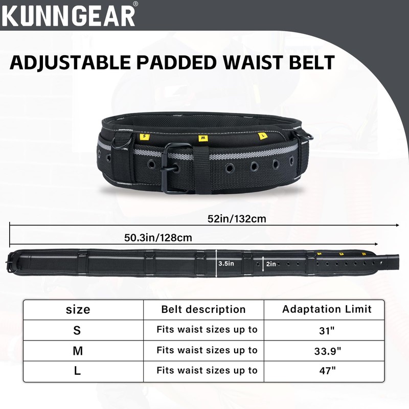 KUNN Tool Belt with Suspenders Professional Framer's Construction Rig with