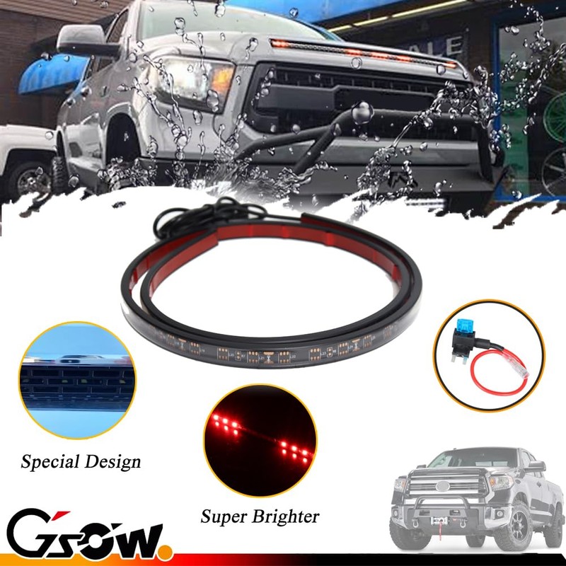 [Enhanced Style & Visibility] 5-Bar Xenon Red 16-LED Hood Bulge