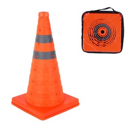 Safety Cone 18 Inch-1 Pack Collapsible Traffic Cone Pop Up Reflective Construction Cones with 2 High-Intensity Grade Reflective Stripes