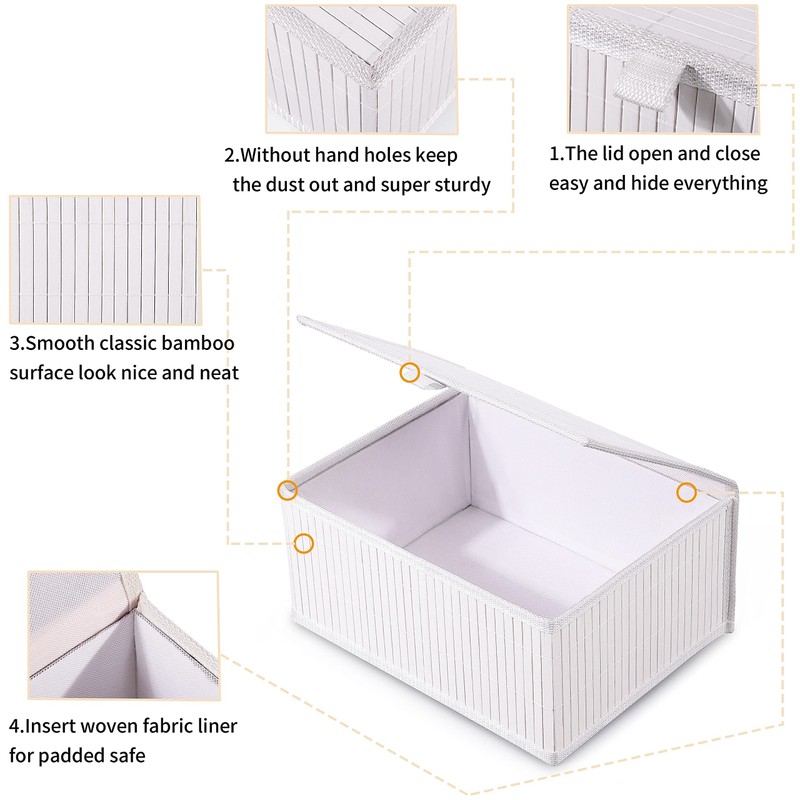 Honygebia Bamboo Decorative Storage Boxes - Set of 3 Woven