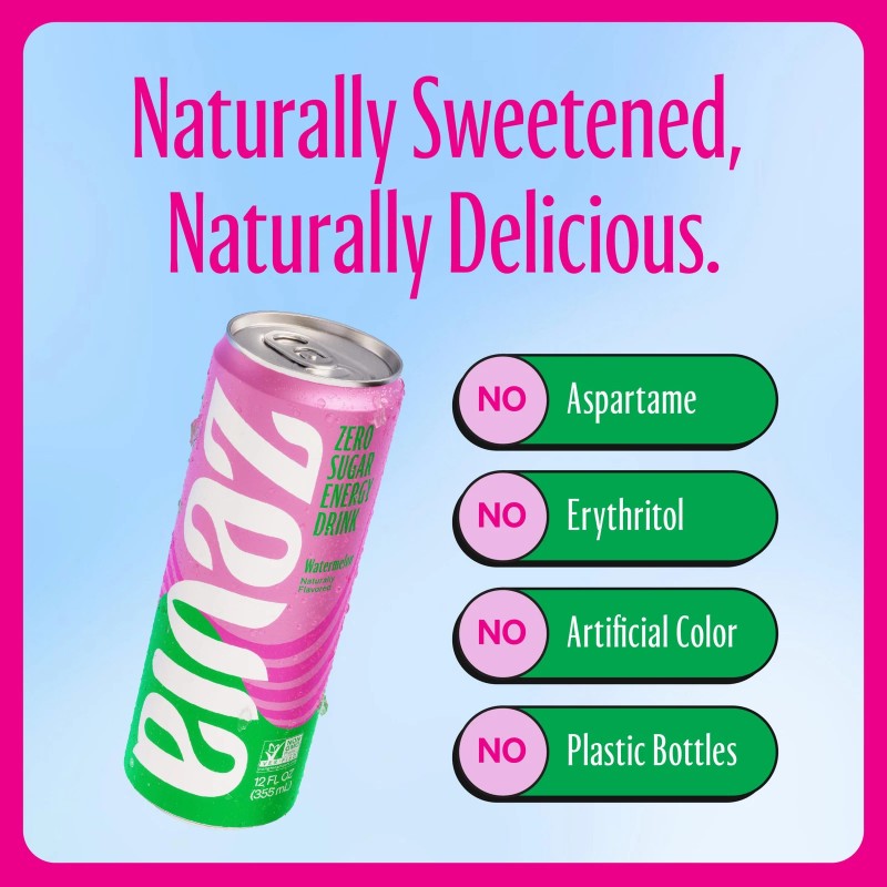 Zevia Zero Sugar Naturally Sweetened Drink Pack of 12 Watermelon