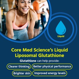 Core Med Science Core Med Science Liposomal Glutathione Liquid Supplement (500mg, 4 Fl Oz) - Pure Reduced Setria with Phospholipid Complex - Antioxidant Supplement for Energy, Brain Health, Skin & Liver Health
