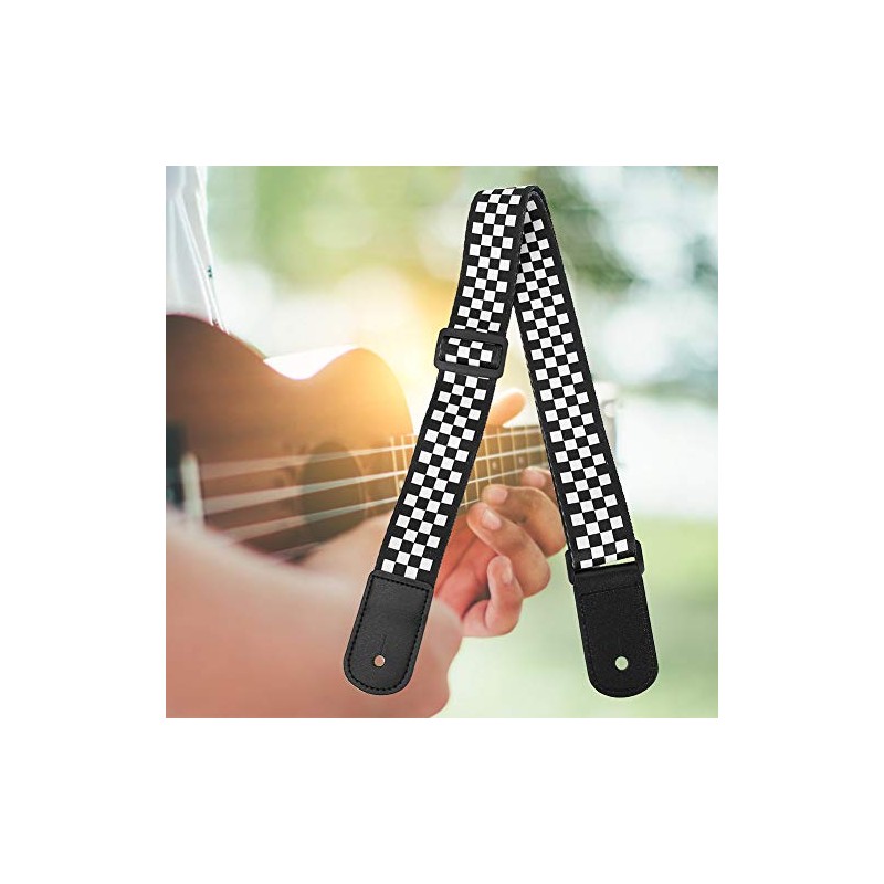 Guitar Shoulder Strap, Black and White Pattern Adjustable Guitar Shoulder